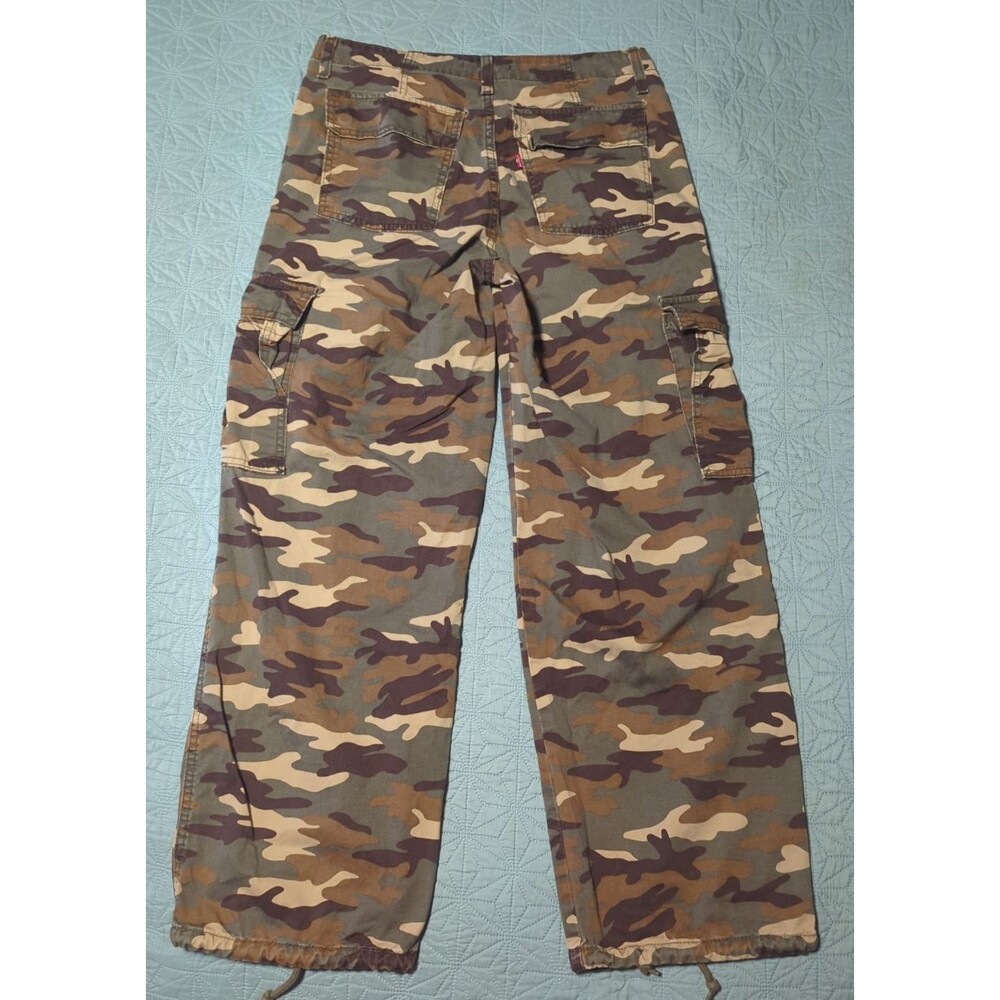 Levi's '94 Baggy Cargo Pants Womens 28 Green Camo Jogger Drawstring Cuffed Hem - Picture 6 of 13